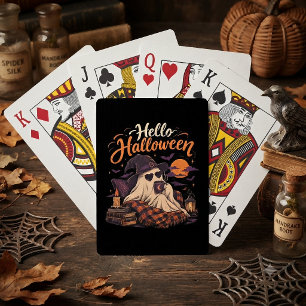 Jeu De Cartes Bonjour Halloween Gentil Fantôme Buvant du Café