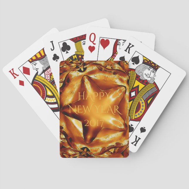 Jeu De Cartes Bonne année 2017 Brown Gold Copper Star (dos)