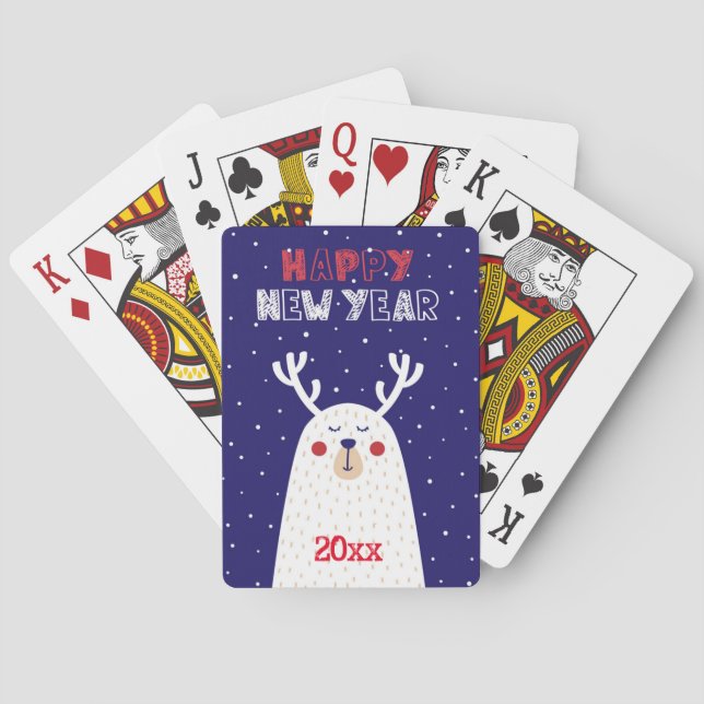 Jeu De Cartes Bonne année / Design de rennes / Jouer aux cartes (dos)