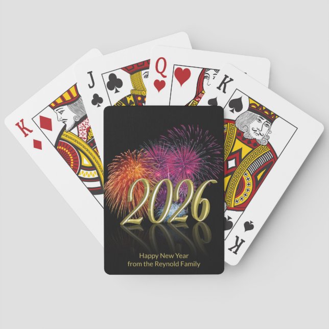 Jeu De Cartes Bonne année Or 2026 Feux d'artifice (dos)