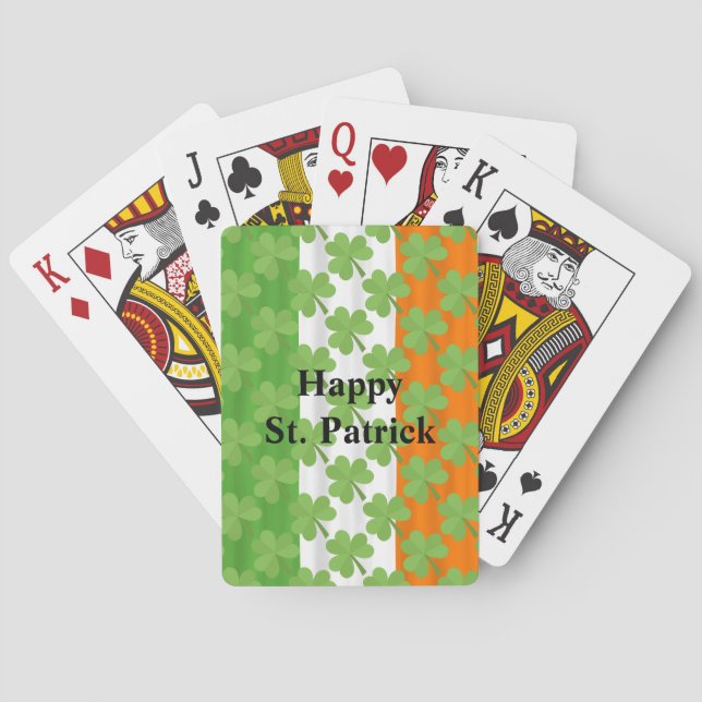 Jeu De Cartes Bonne St. Patrick's Day Irlandais Drapeau Shamrock (dos)