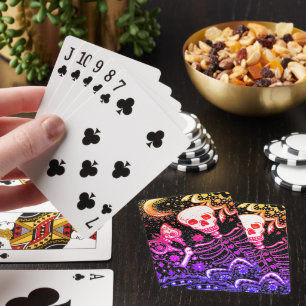 JEU DE CARTES BONNES DANS LE SKELETON DE JARDIN, LUNE D'ART FOLK