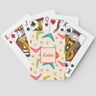 Jeu De Cartes Boomerang milieu du siècle avec éclaboussures d'ét