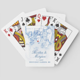 Jeu De Cartes Boothbay Harbour ME Carte Marine Blue Wedding Favo