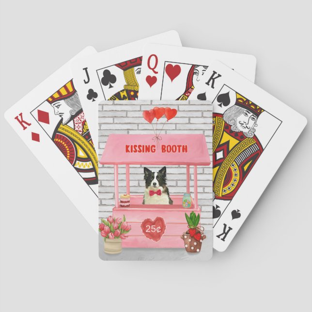 Jeu De Cartes Bordure Collie Chien Saint Valentin Baiser Booth (dos)