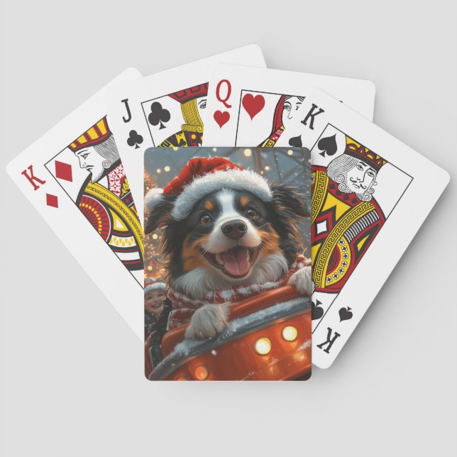 Jeu De Cartes Bordure Collie Dog Roller Dessous de verre Noël (dos)