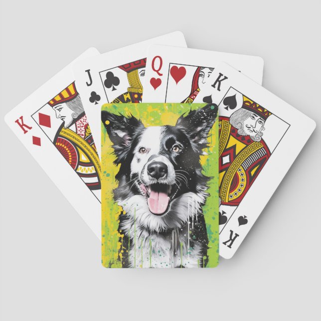 Jeu De Cartes Bordure Collie Pop Art Design d'énergie et de graf (dos)