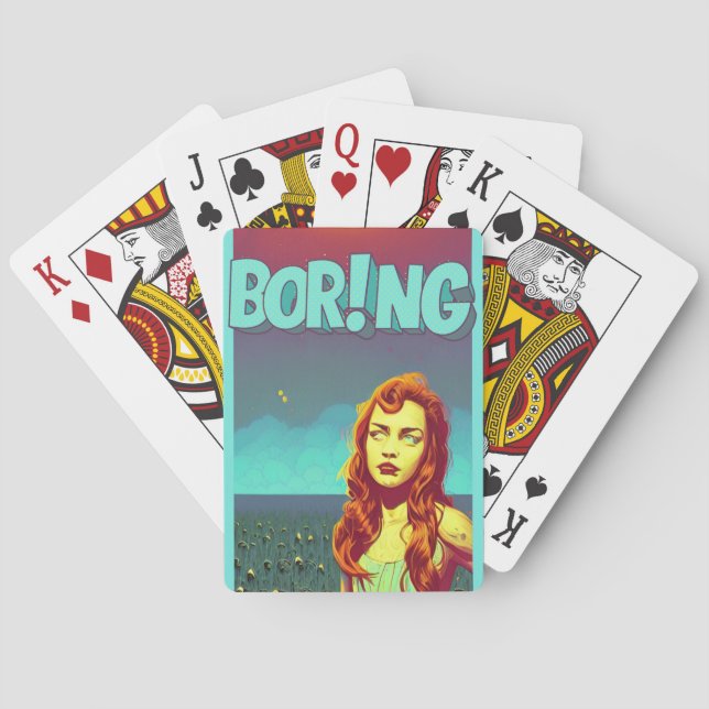 Jeu De Cartes Boring pop art redhead woman  trifold wallet (dos)