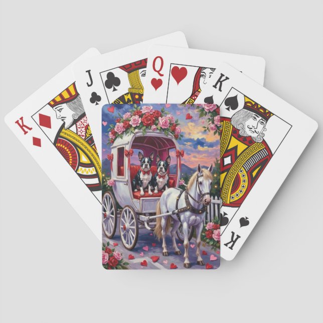 Jeu De Cartes Boston Terrier Chien de la Saint-Valentin (dos)