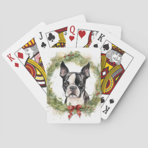 Jeu De Cartes Boston Terrier Noël Wreath Festive Pup