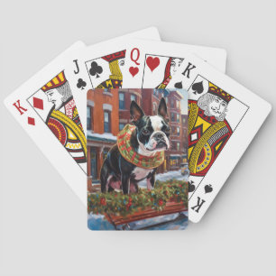 Jeu De Cartes Boston Terrier Saison de Noël festive