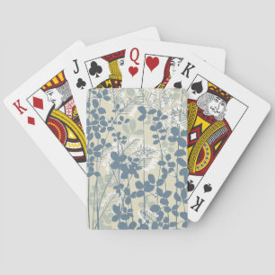 Jeu De Cartes Botanique Bleu Japonais Vintage : Fougère à Feuill