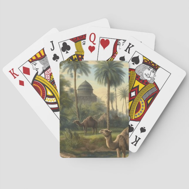 Jeu De Cartes Botanique : dromadaires dans la jungle près d'une  (dos)