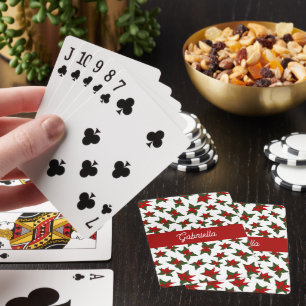 Jeu De Cartes botanique florale rouge de Noël