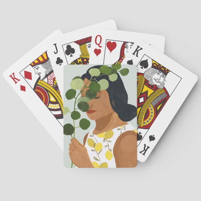 Jeu De Cartes Botany Portrait - Femme avec verdure (dos)