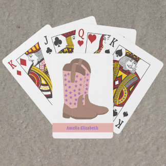 Jeu De Cartes Bottes Cowboy Étoiles Purple Rose Brown Personnali