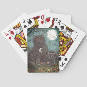 JEU DE CARTES BOUBO & PYEWACKET CHATS NOIRS, HALLOWEEN FOLK ART