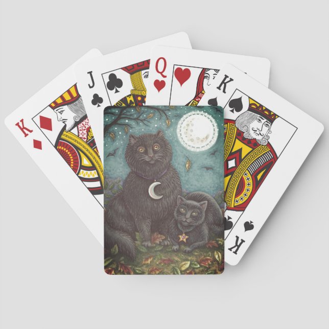 JEU DE CARTES BOUBO & PYEWACKET CHATS NOIRS, HALLOWEEN FOLK ART (dos)