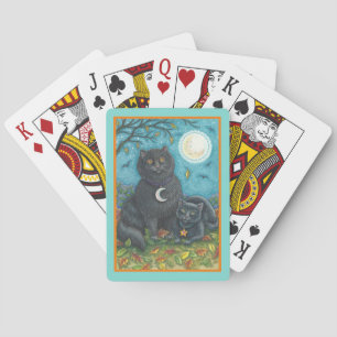 JEU DE CARTES BOUBO & PYEWACKET CHATS NOIRS, HALLOWEEN FOLK ART