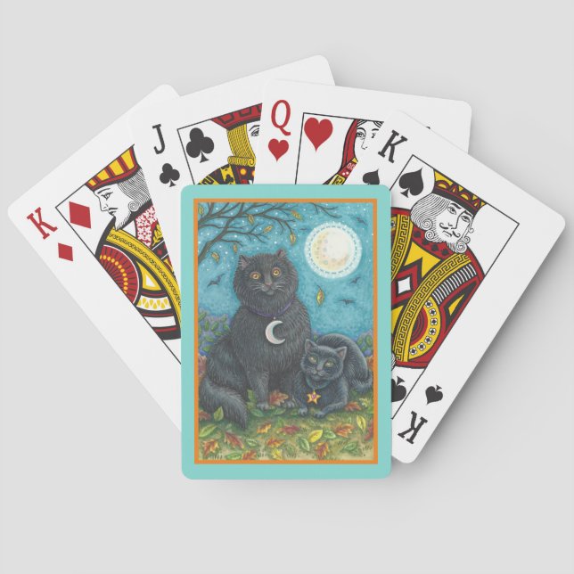 JEU DE CARTES BOUBO & PYEWACKET CHATS NOIRS, HALLOWEEN FOLK ART (dos)
