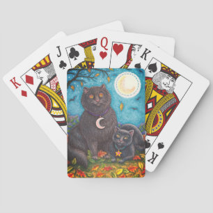 JEU DE CARTES BOUBO & PYEWACKET CHATS NOIRS, HALLOWEEN FOLK ART