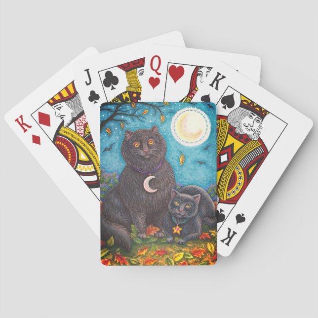 JEU DE CARTES BOUBO & PYEWACKET CHATS NOIRS, HALLOWEEN FOLK ART (dos)