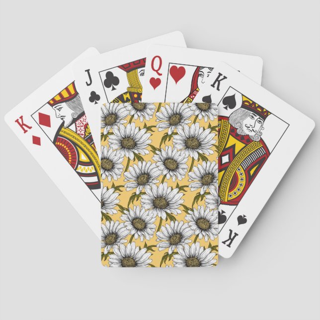 Jeu De Cartes Bouches blanches, fleurs sauvages sur jaune (dos)