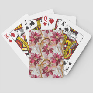 Jeu De Cartes Boucles d'or Bourgogne rose Poinsettias de Noël