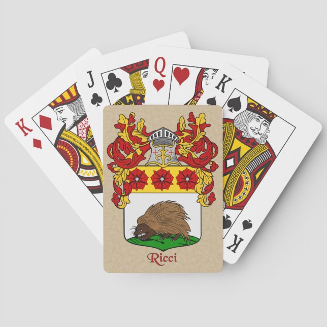 Jeu De Cartes Bouclier héraldique Ricci et manteau (dos)