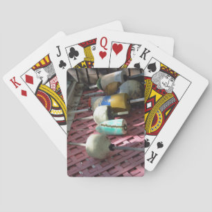 Jeu De Cartes Bouées de homard sur un treillis rose - Martha's V
