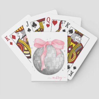 Jeu De Cartes Boule à facettes avec motif de nœud rose personnal