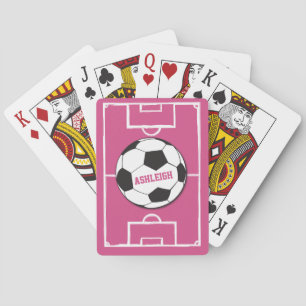 Jeu De Cartes Boule de soccer personnalisée et rose de champ