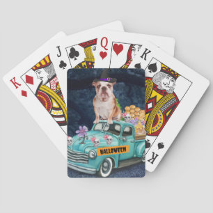 Jeu De Cartes Bouledogue anglais camion Halloween Nuit effrayant