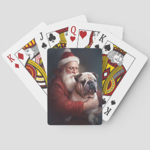 Jeu De Cartes Bouledogue avec le Père Noël Noël Festif