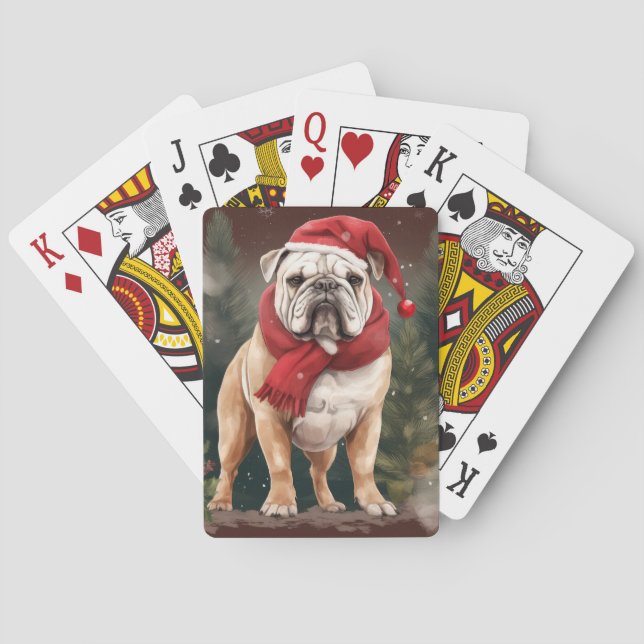 Jeu De Cartes Bouledogue dans la neige de Noël (dos)