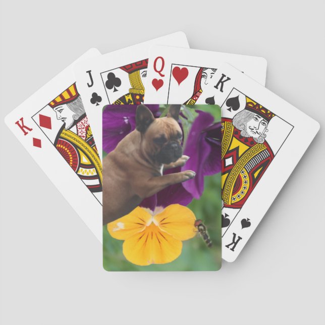 Jeu De Cartes Bouledogue français avec des fleurs Bouledogue fra (dos)