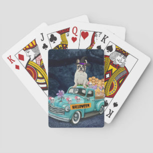 Jeu De Cartes Bouledogue français camion Halloween Nuit effrayan