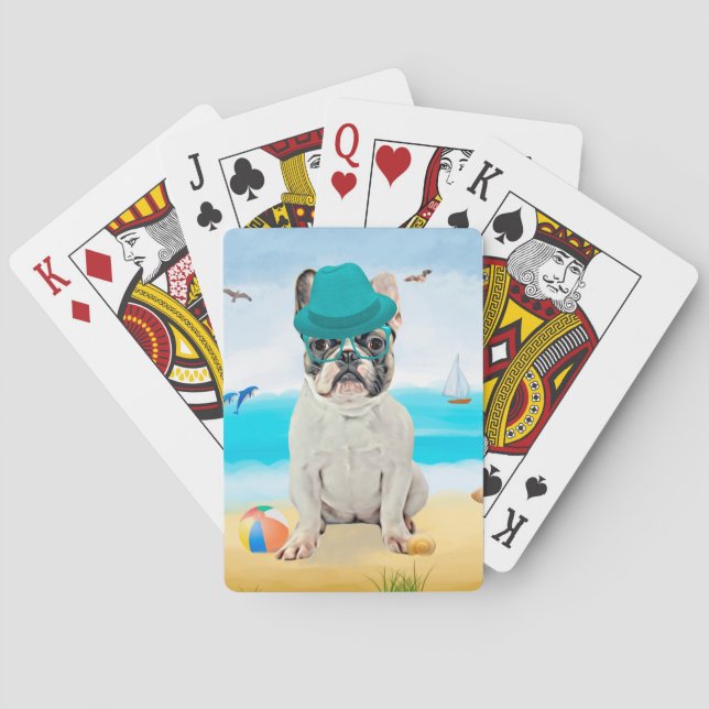 Jeu De Cartes Bouledogue français sur la plage (dos)