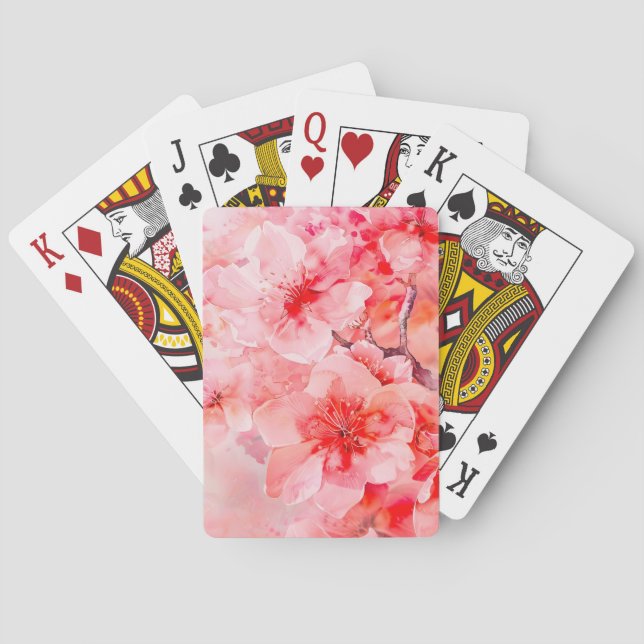 Jeu De Cartes Boules de fleurs de cerisier d'aquarelle (dos)