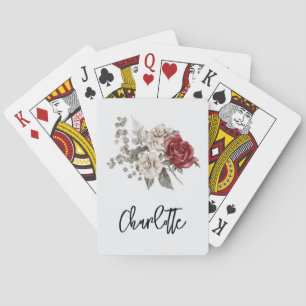 Jeu De Cartes Bouquet de fleurs de crème et de rose rouge