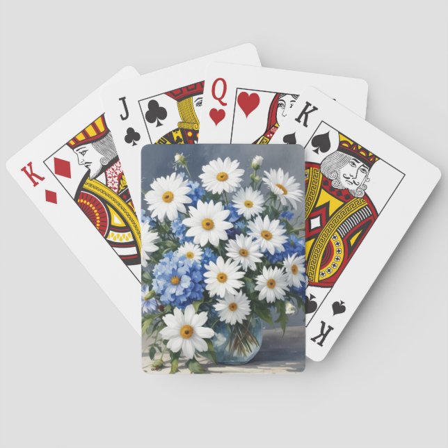 Jeu De Cartes Bouquet de fleurs Élégantes marguerites Aquarelle (dos)