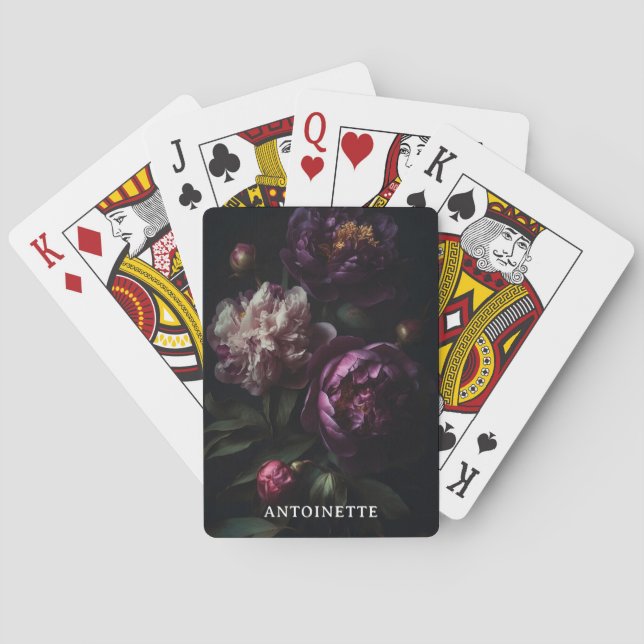 Jeu De Cartes Bouquet de fleurs violettes romantiques foncées (dos)