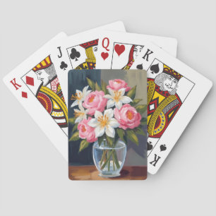 Jeu De Cartes Bouquet de lys et de roses   Vase aquarelle floral