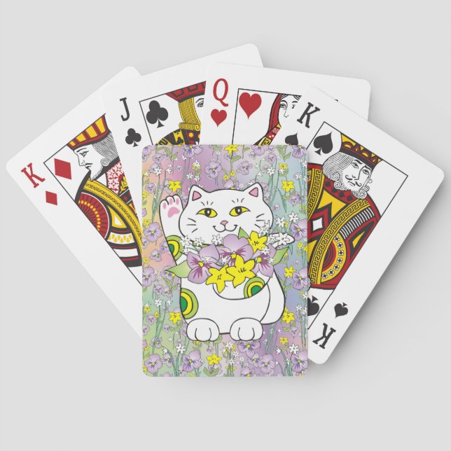 Jeu De Cartes Bouquet de printemps Maneki Neko (Chat chanceux) (dos)