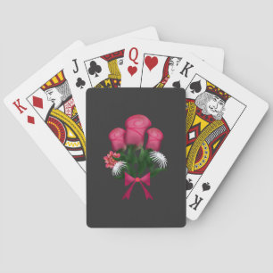Jeu De Cartes Bouquet de roses roses avec ruban floral