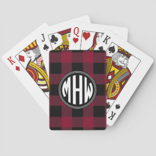 Jeu De Cartes Bourgogne Noir et Blanc Cercle Monogramme Buffalo