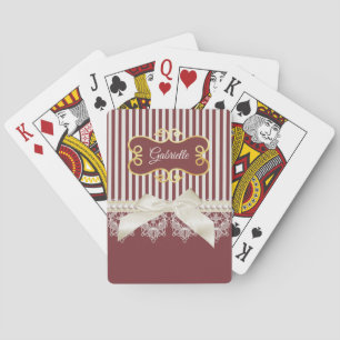 Jeu De Cartes Bourgogne Rayure Dentelle Nom