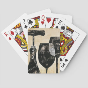 Jeu De Cartes Bouteille de vin avec deux verres