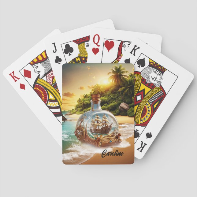 Jeu De Cartes Bouteille unique et extraordinaire avec navire (dos)