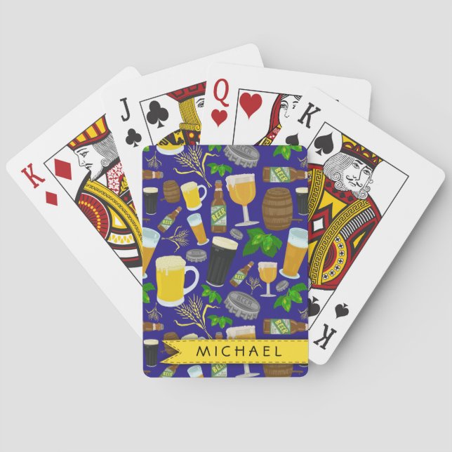 Jeu De Cartes Bouteilles de verre de bière et Motif d'orge (dos)